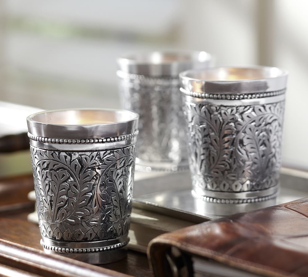 Embossed Silver Votive Holder Set of 3 Candle Holder Pottery Barn