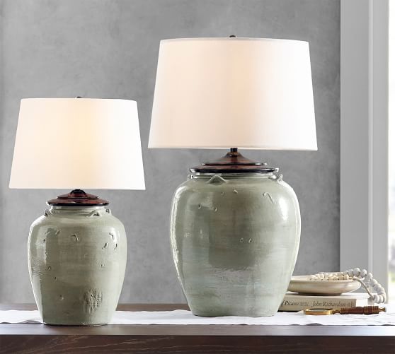 Courtney Ceramic Table Lamp, Seafoam 