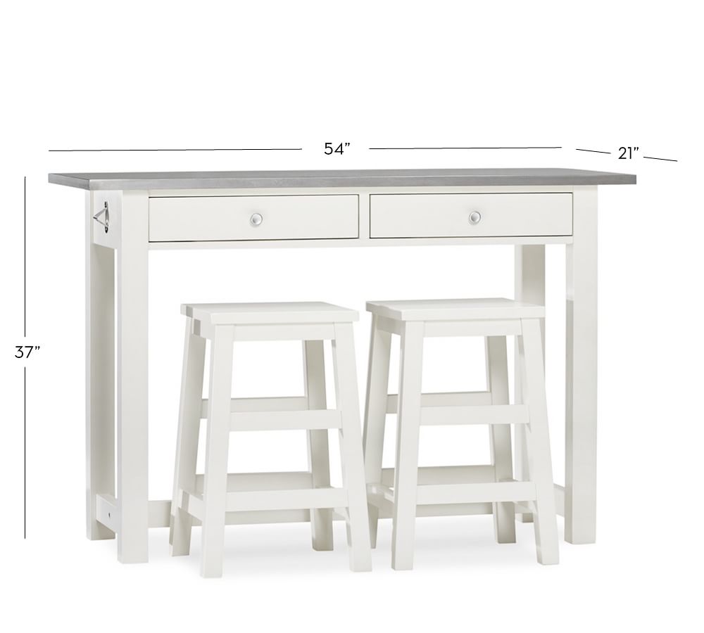 Balboa Counter Height Table & Stool 3Piece Dining Set White