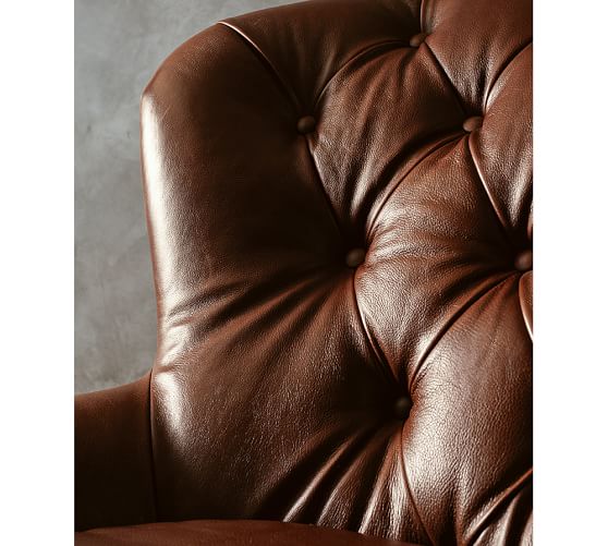 Cardiff Tufted Leather Armchair With, White Tufted Leather Armchair