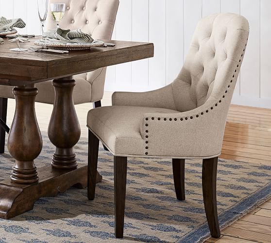 Lorraine Tufted Chair Pottery Barn, Pottery Barn Classic Upholstered Dining Chairs