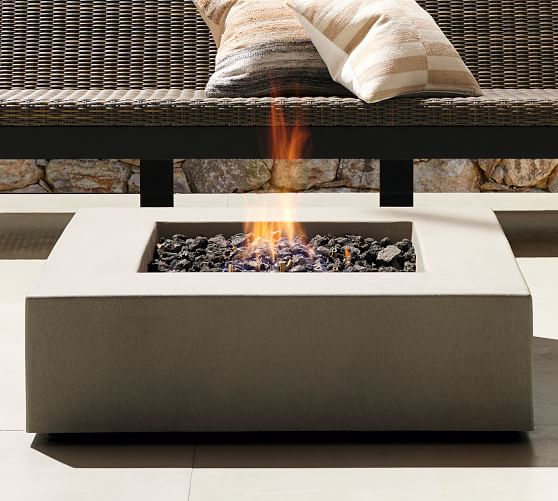 Low Propane Fire Pit Table Pottery Barn, How To Build A Rectangular Propane Fire Pit