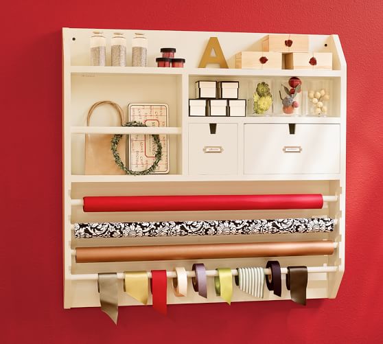 wall mounted gift wrap organizer