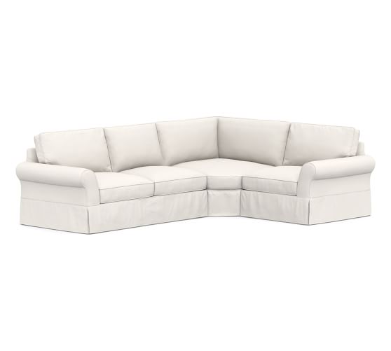 PB Comfort Roll Arm Slipcovered 3-Piece Sectional with Wedge | Pottery Barn