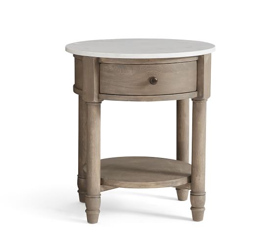 Alexandra 21 Round Marble Nightstand, Round Night Table With Drawers