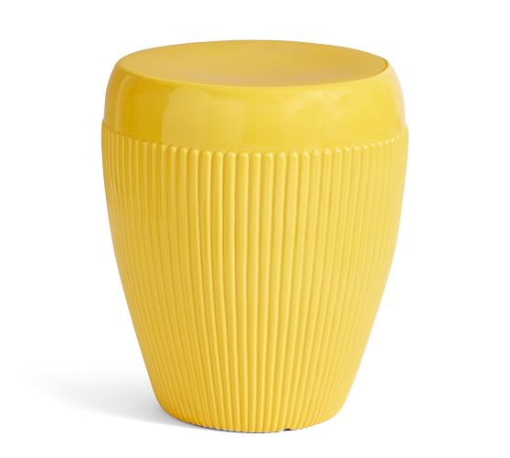 Yellow Ceramic Outdoor Side Table, Yellow Accent Table Outdoor