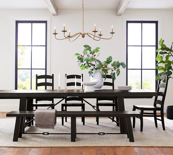 Benchwright Extending Dining Table, Kitchen Table For 8 With Bench