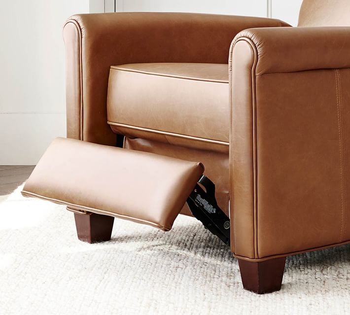 Irving Roll Arm Leather Recliner Pottery Barn