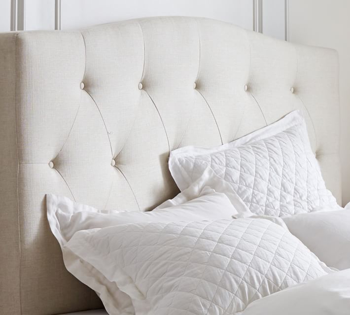 Elliot Curved Tufted Upholstered Bed | Pottery Barn