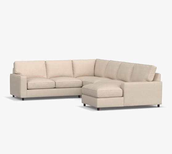 PB Comfort Square Arm Upholstered 4-Piece Sofa Chaise Sectional | Pottery  Barn