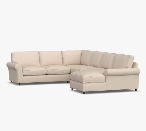 PB Comfort Roll Arm Upholstered 4-Piece Sofa Chaise Sectional | Pottery Barn