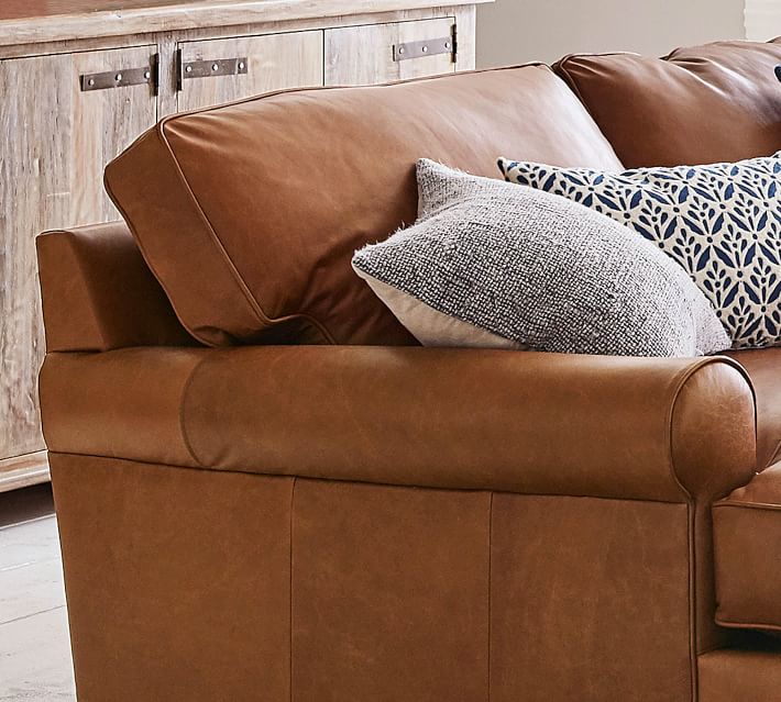Townsend Roll Arm Leather 4Piece Chaise Sectional Pottery Barn