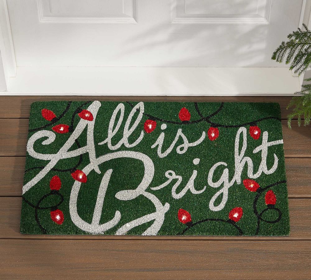 All is Bright Light Up Doormat Pottery Barn