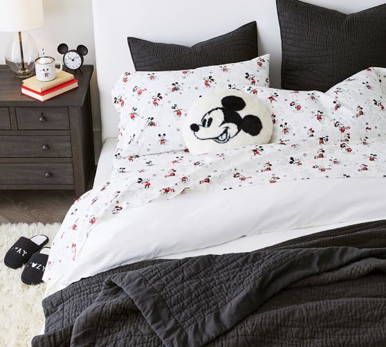 Mickey Mouse Standard Pillowcase Black White Red Mouse Head Outlines