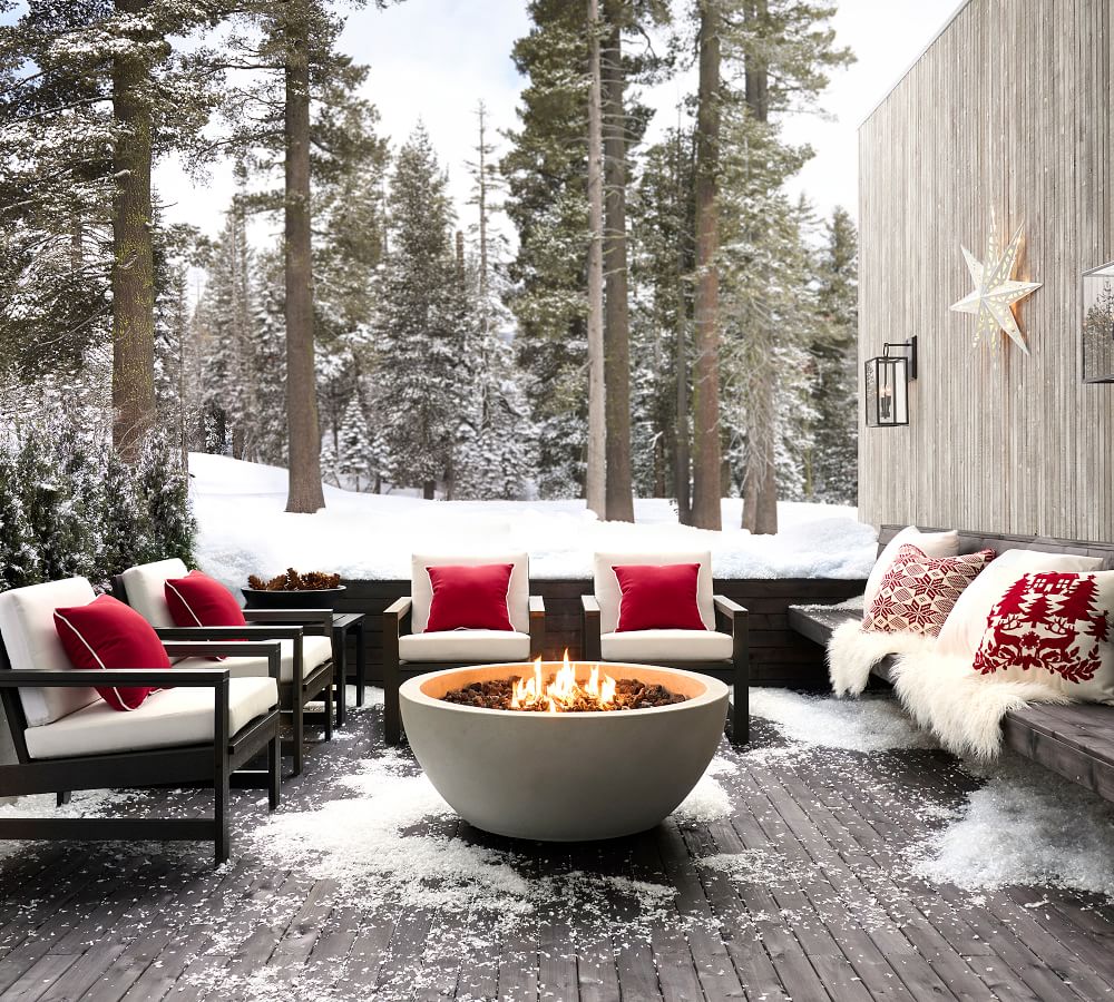 Nerissa Concrete 42" Round Natural Gas Fire Pit Table Pottery Barn