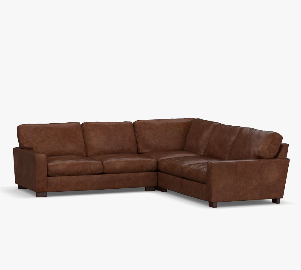 Turner Square Arm Leather 3 Piece L Sectional Pottery Barn