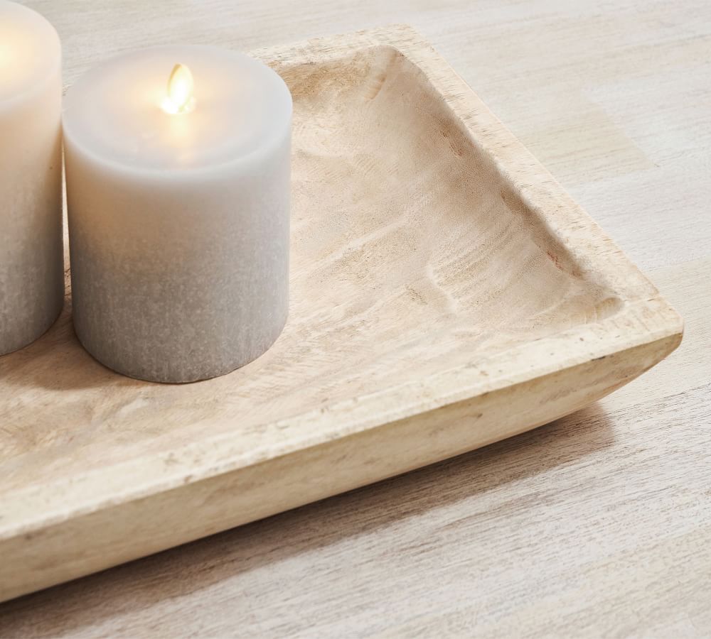 Rediscovered Natural Handcrafted Wooden Candle Trays Pottery Barn