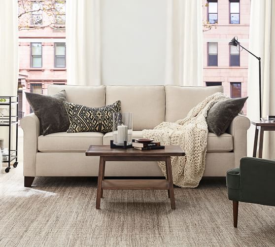 Cameron Roll Arm Upholstered Sleeper Sofa with Air Topper | Pottery Barn