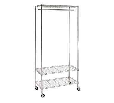 Chrome Rolling Clothing Rack with Shelves | Pottery Barn