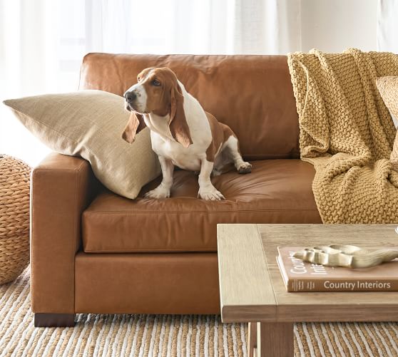 Turner Square Arm Leather Sofa, How To Make Tufted Leather Sofa Covers For Dogs