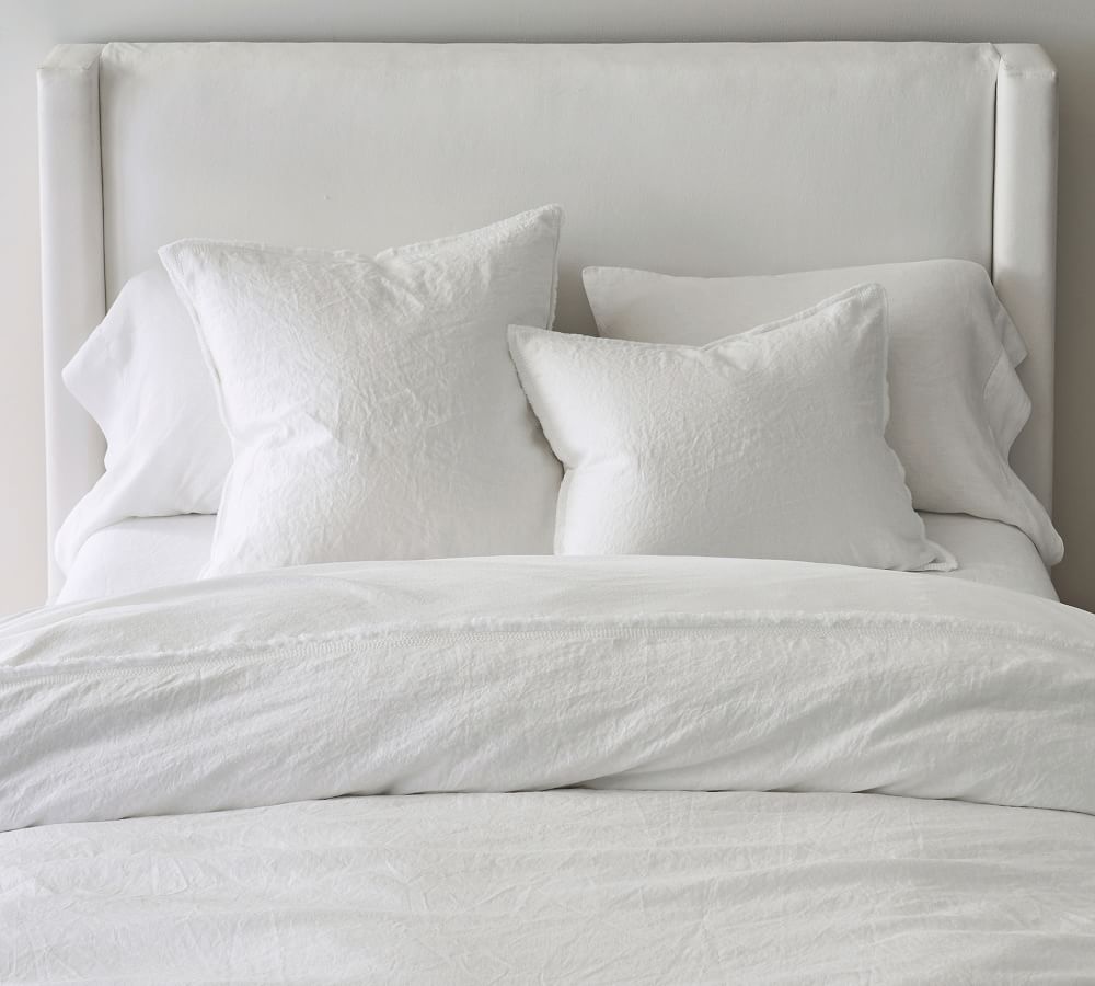 Belgian Flax Linen Fringed Border Stitch Duvet Cover | Pottery Barn