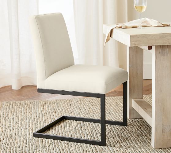 Classic Upholstered Metal Cantilever, Pottery Barn Classic Upholstered Dining Chair