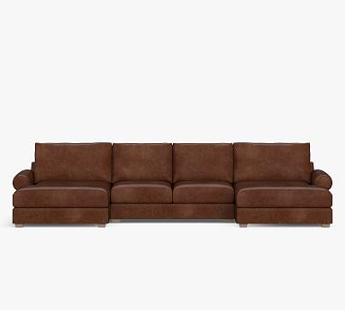 Canyon Roll Arm Leather U Shaped Double, Cloud Leather Sectional Furniture Row