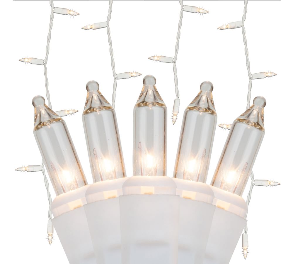 8.5' Clear Incandescent Icicle Lights With White Wire Set of 2