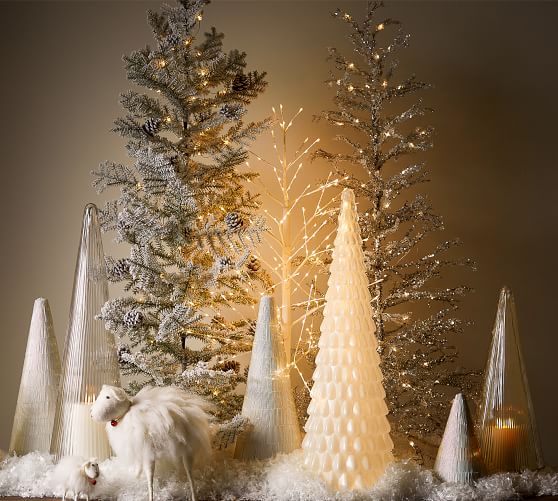 Frosted LED Lighted Tabletop Christmas Tree Accented with Snow Flocks Xmas Decoration Craft Accessory Stands 9.25 H