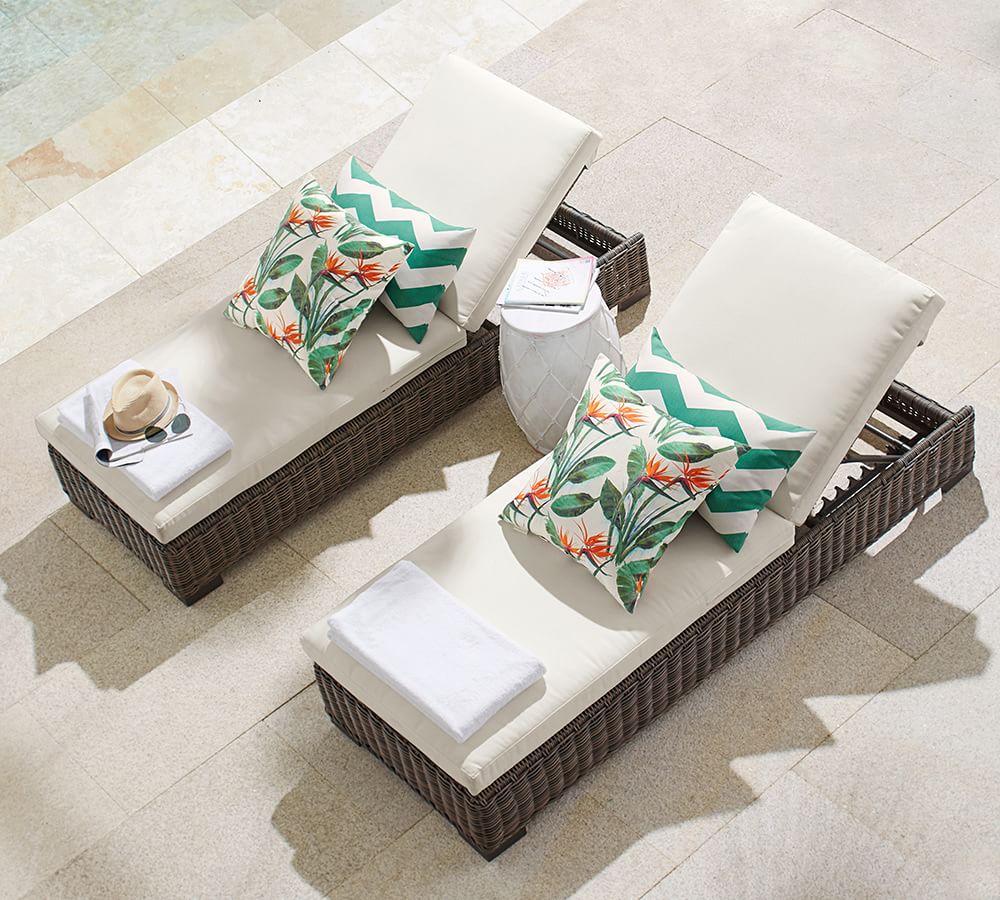 Huntington AllWeather Wicker Outdoor Chaise Lounge Pottery Barn