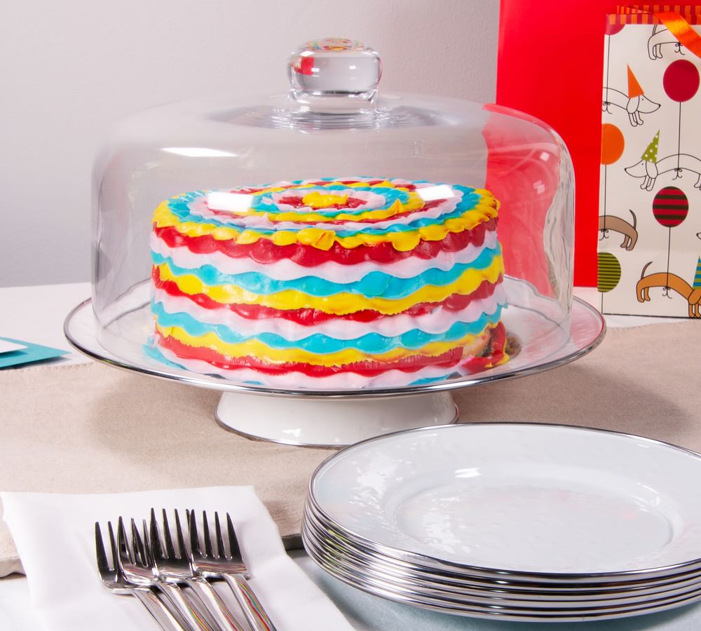 Golden Rabbit Enamel Cake Stand & Dome Pottery Barn