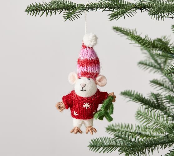 Mouse with Cheese Christmas Ornament Tree Decoration 