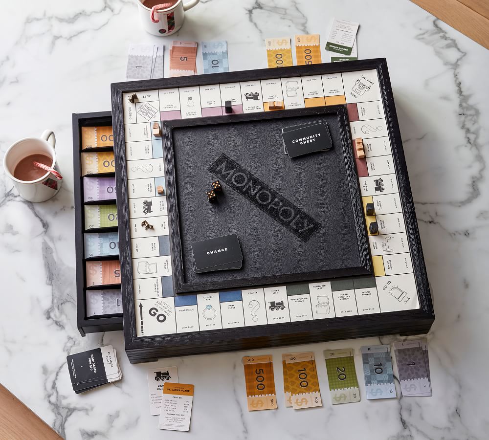 New Monopoly Luxury Edition with Wood Cabinet and Game Board Premium Collectible 