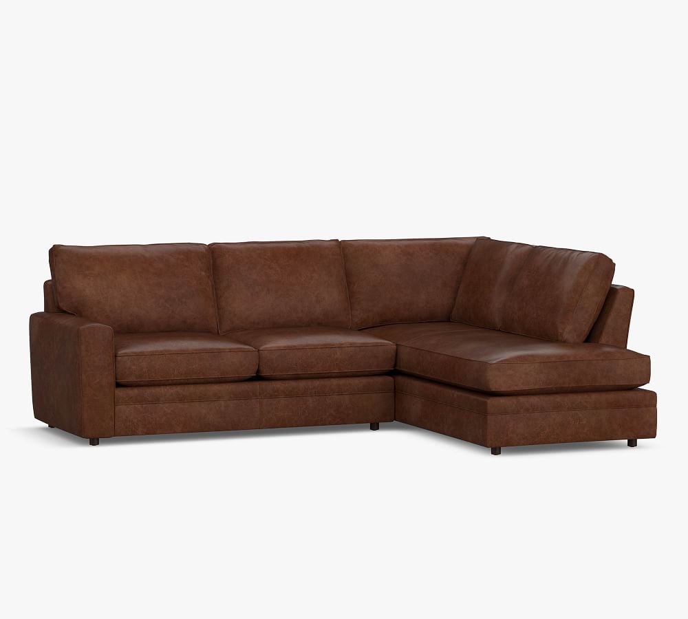 Pearce Square Arm Leather Return Bumper Sectional | Pottery Barn