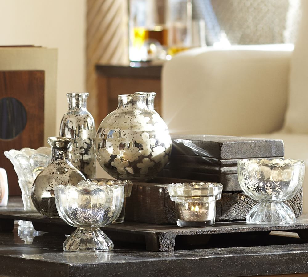 Mercury Glass Votive Cups, Set of 3 Pottery Barn