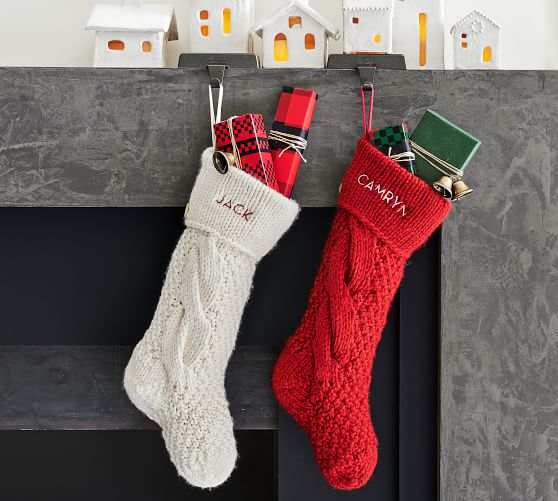 Large Size Rustic Cable Knit Xmas Stocking in Red Details about   Christmas Stockings 4 Pcs 