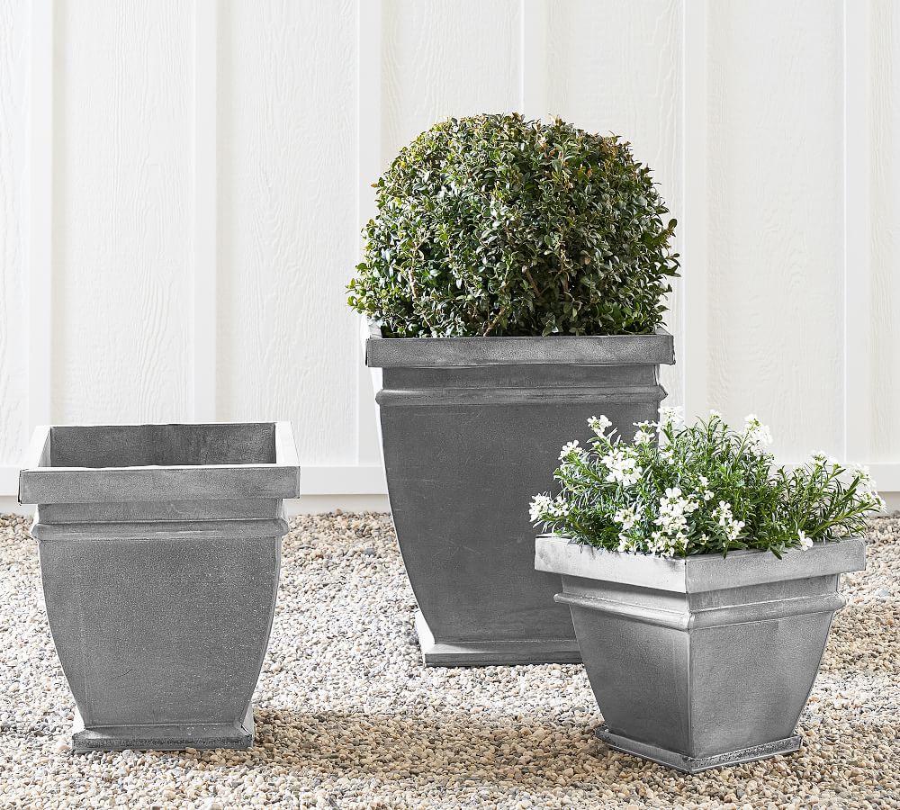 Zinc Metal Cans With Chalk Board Garden Home Plant Pots Planter Outdoor Indoor 