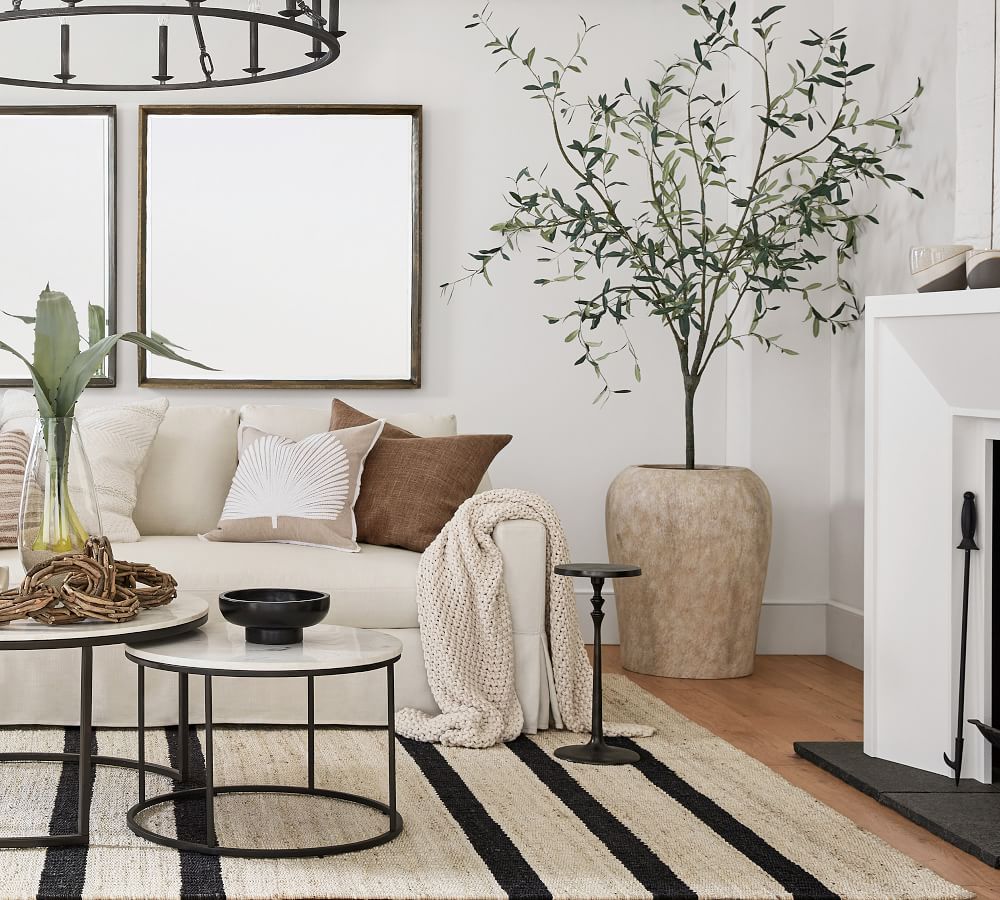 Delaney 25" Round Marble Coffee Table Pottery Barn