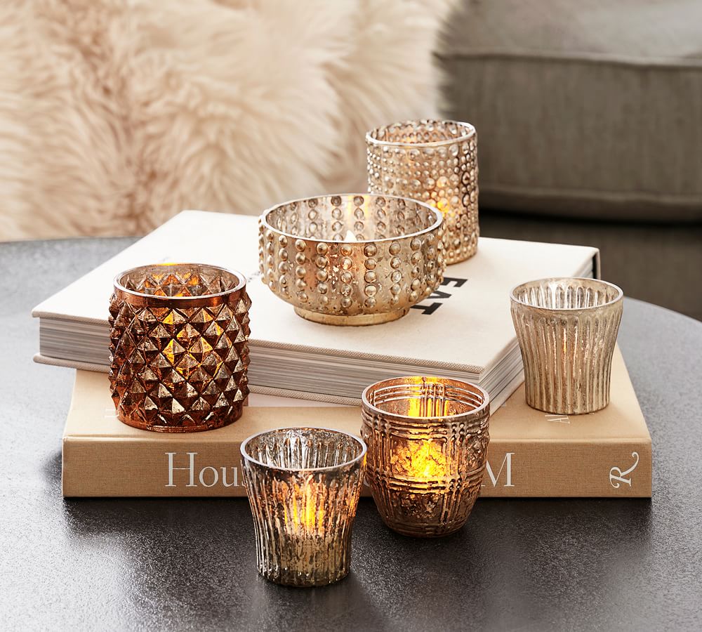Oxidized Mercury Glass Votive Candleholders Pottery Barn
