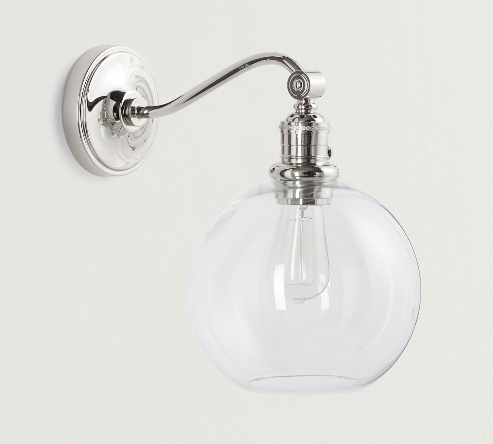 Curved Arm Glass Globe Sconce Pottery Barn