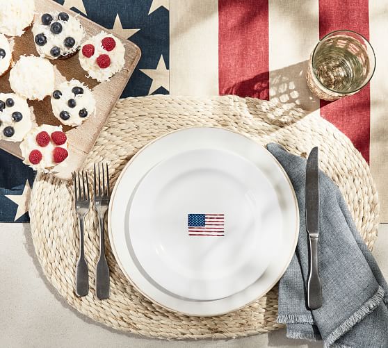 Cabana American Flag Icon Melamine Salad Plates - Set of 4