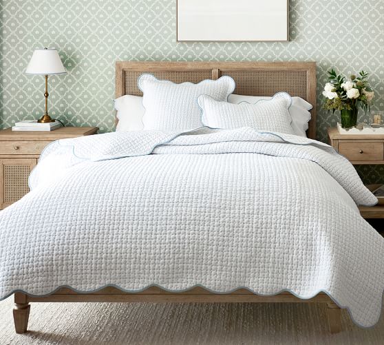 Pottery Barn Foundations Organic Quilted Sham Scalloped Patchwork Euro NEW 