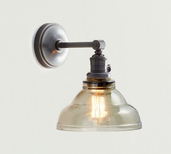 Straight Arm Vintage Glass Sconce 