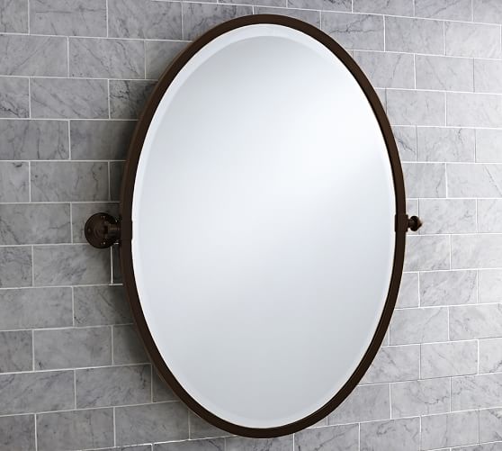 Kensington Pivot Oval Wall Mirror, Oval Pivot Mirrors For Bathroom