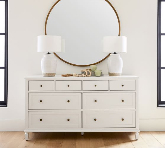 Layne Round Wall Mirror Pottery Barn, What Size Should A Mirror Be Over Dresser