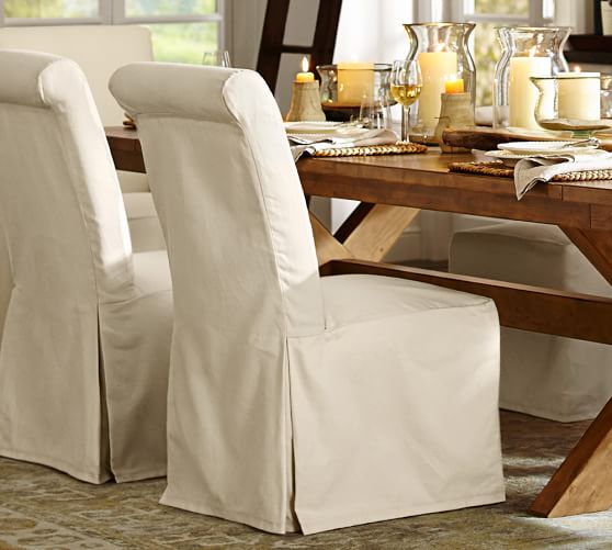 Pottery Barn Napa White Frayed Edge side chair Slipcover short Dining IMPERFECT 