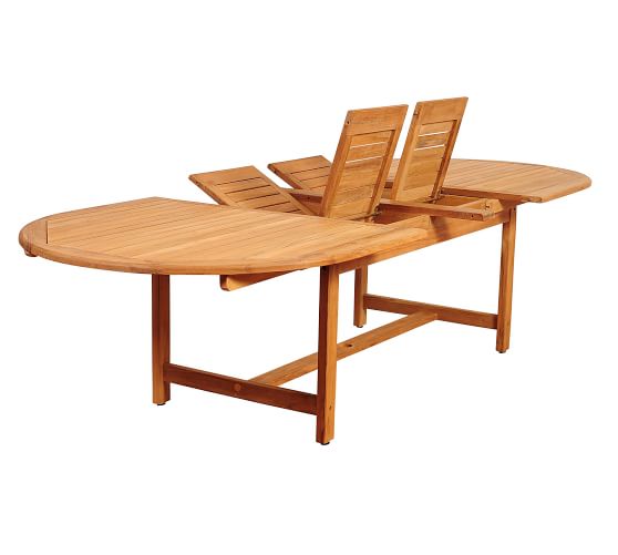 Nassau Oval Teak Outdoor Dining Table, Outdoor Extendable Dining Table Seats 10