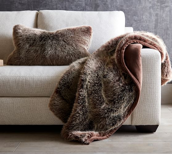 Faux Fur Luxe Mink Lumbar Pillow Cover | Pottery Barn
