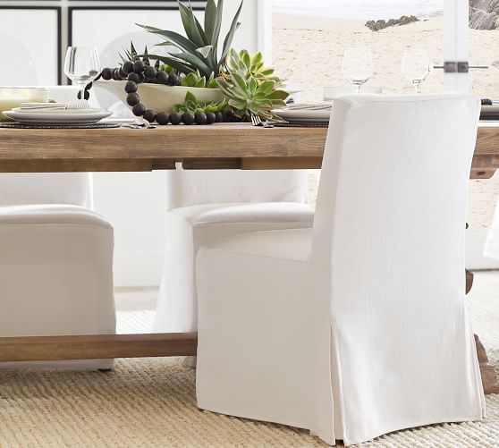 Classic Long Slipcovered Dining Chair, Best Slipcover Dining Chairs