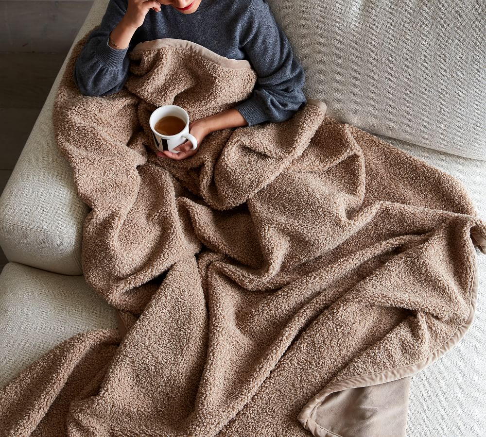 Cozy Teddy Faux Fur Throw Blanket Pottery Barn